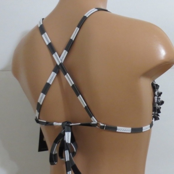 Beach Joy Blk Flouncy Ruffle Halter String Bikini - Picture 7 of 8